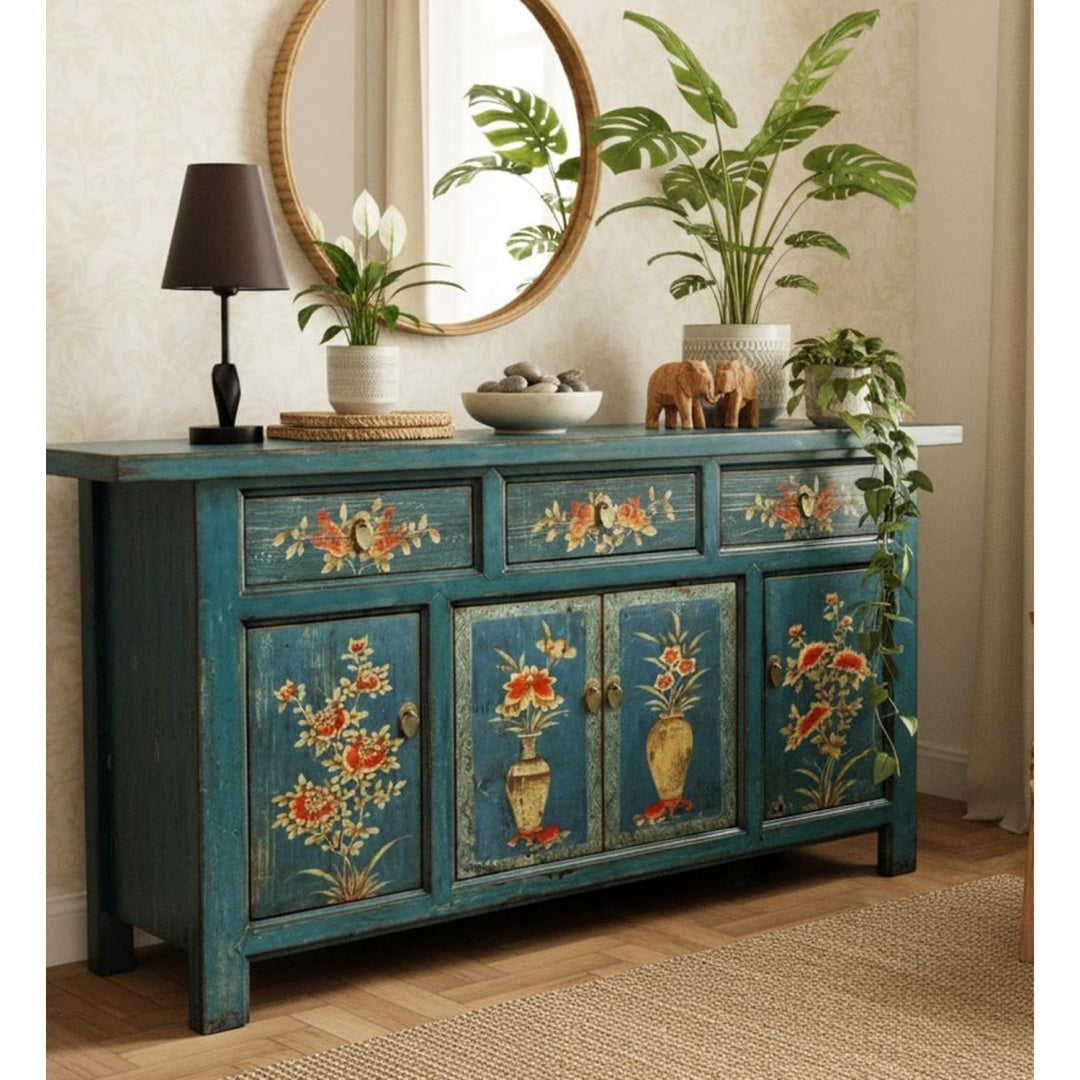 Sideboard mit den Massen 170 x 45 x 85 cm in Blau