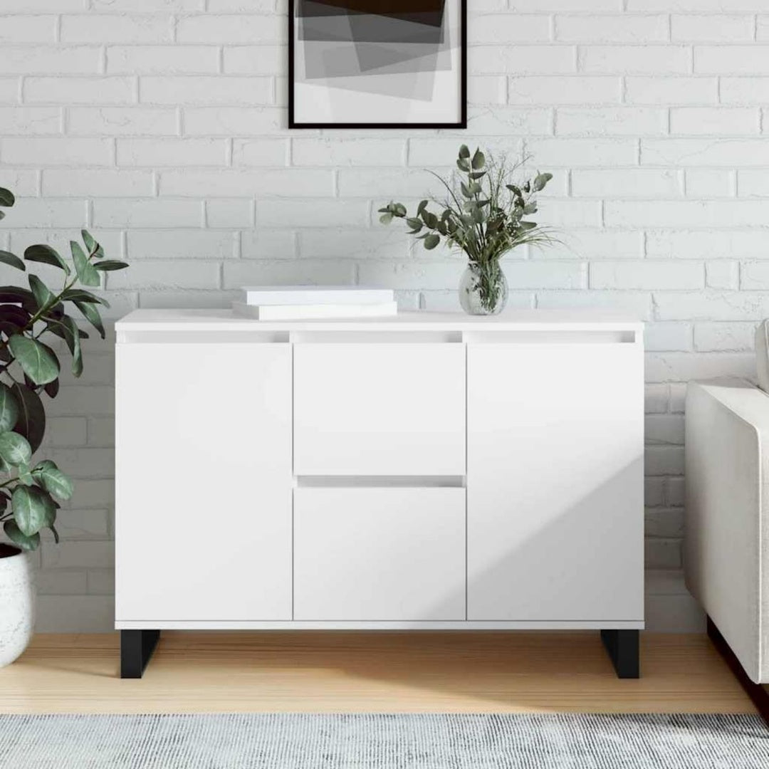 Das Sideboard misst 101.5 x 35 x 70 cm in Weiss