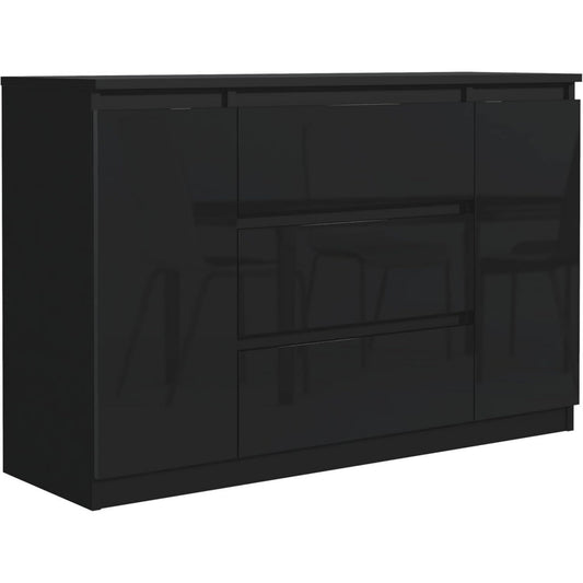 2 Tueren treffen auf 3 Schubladen an dem Sideboard