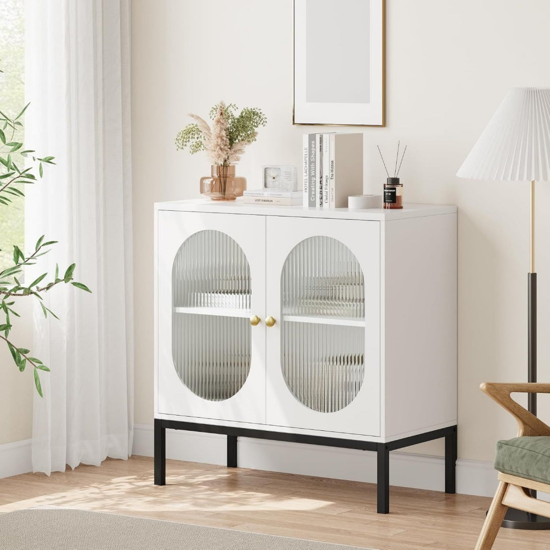 Sideboard verbindet ein Metallgestell und Hoehenverstellung