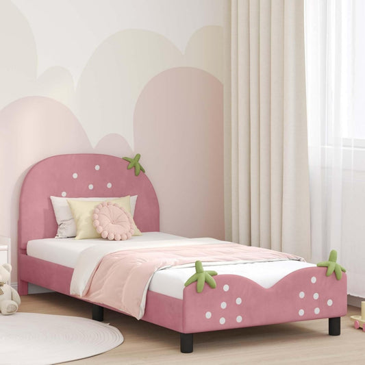 Das Bettgestell misst 80 x 200 cm in Rosa