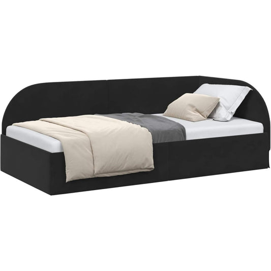 Das Bettgestell misst 100 cm in Schwarz