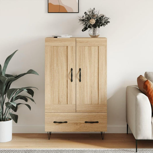 Der Hochschrank misst 69.5 x 31 x 115 cm aus Holzwerkstoff